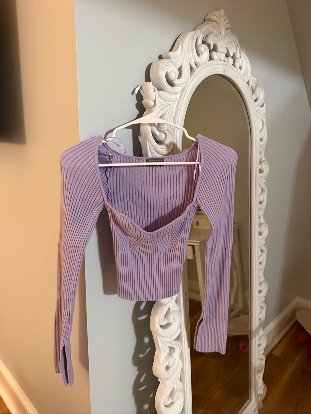 Urban Outfitters Lavender Ribbed Scoop-Front Crop Top